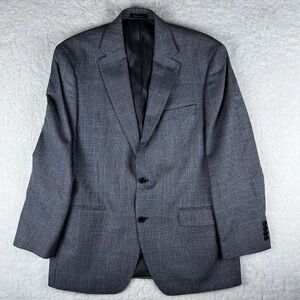 Lauren Ralph Lauren Mens 42R Silk Wool Blazer Jacket Gray Windowpane 2 Button
